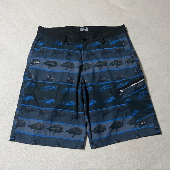 Huk Other - Huk Performance‎ Mens 36 Fishing Blue Graphic Board Shorts